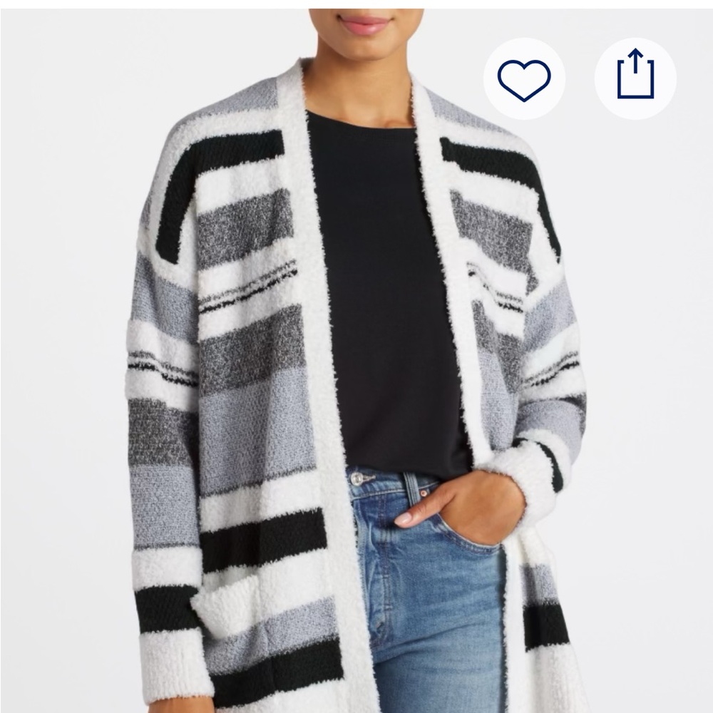 Pink Clover Monochrome Striped Cardigan